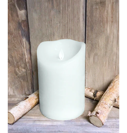4"x6" White Rustic Finish Moving Flame Pillar
