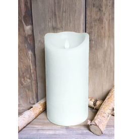 4"x8" White Rustic Finish Moving Flame Pillar