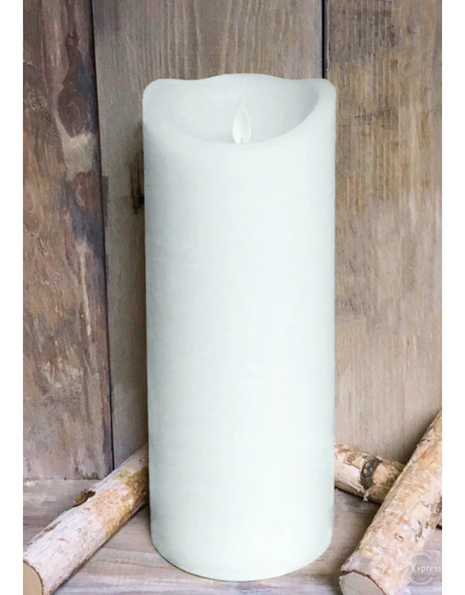 4"x10" White Rustic Finish Moving Flame Pillar