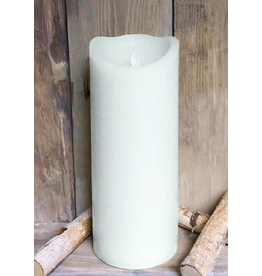 4"x10" White Rustic Finish Moving Flame Pillar