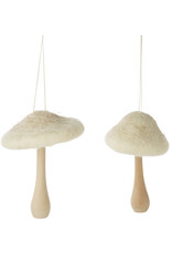 White Felt Top Mushroom Ornament  - Large