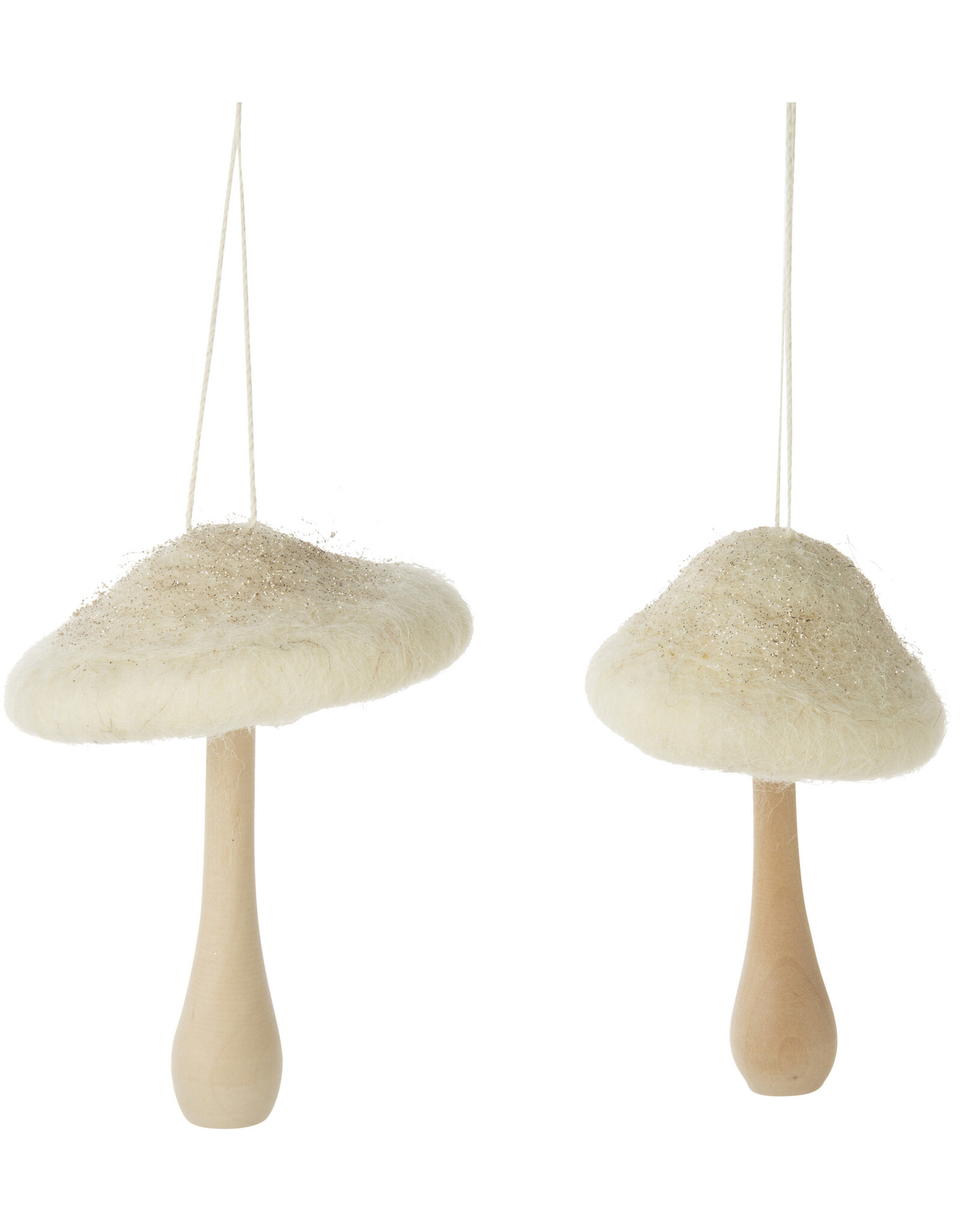 White Felt Top Mushroom Ornament  - Large