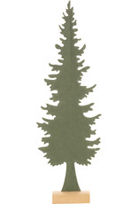 Green felt tree on wood base - large