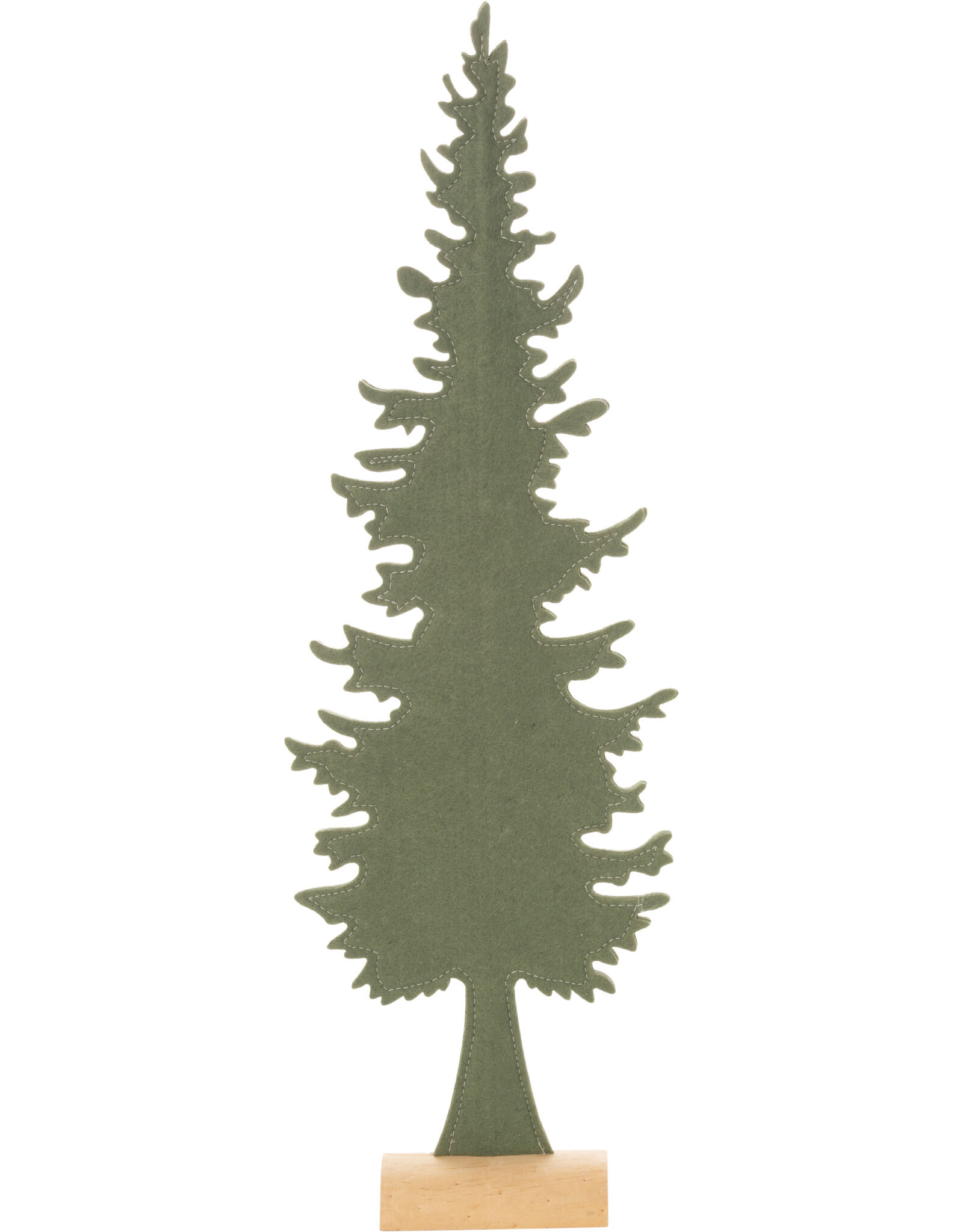 Green felt tree on wood base - large