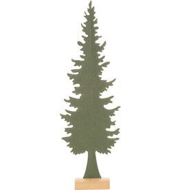 Green felt tree on wood base - large