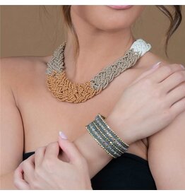 Cuff Bracelet Beaded - Green