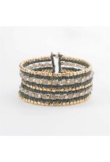 Cuff Bracelet Beaded - Green