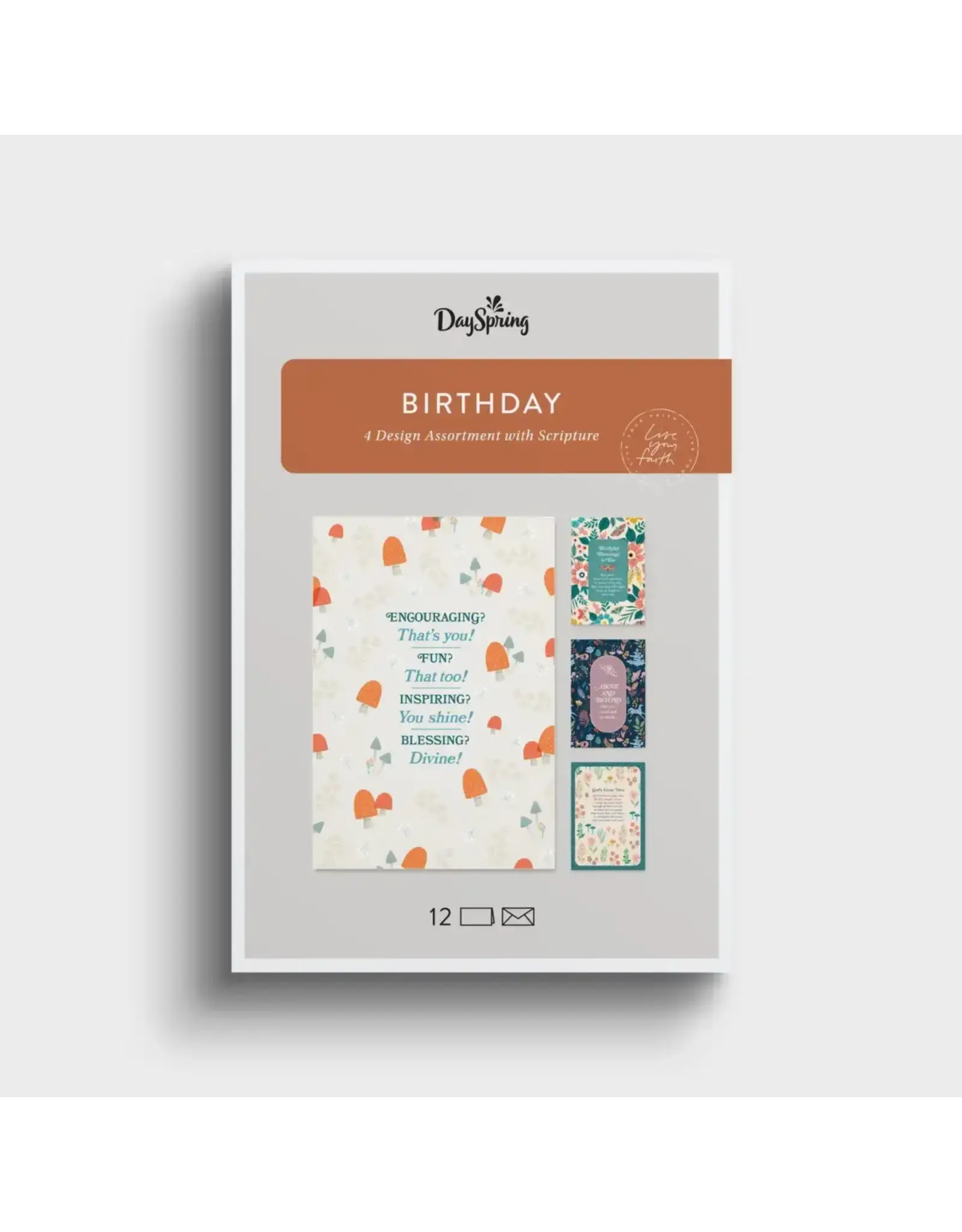 Happy Birthday - Floral Design - 12 Boxed Cards