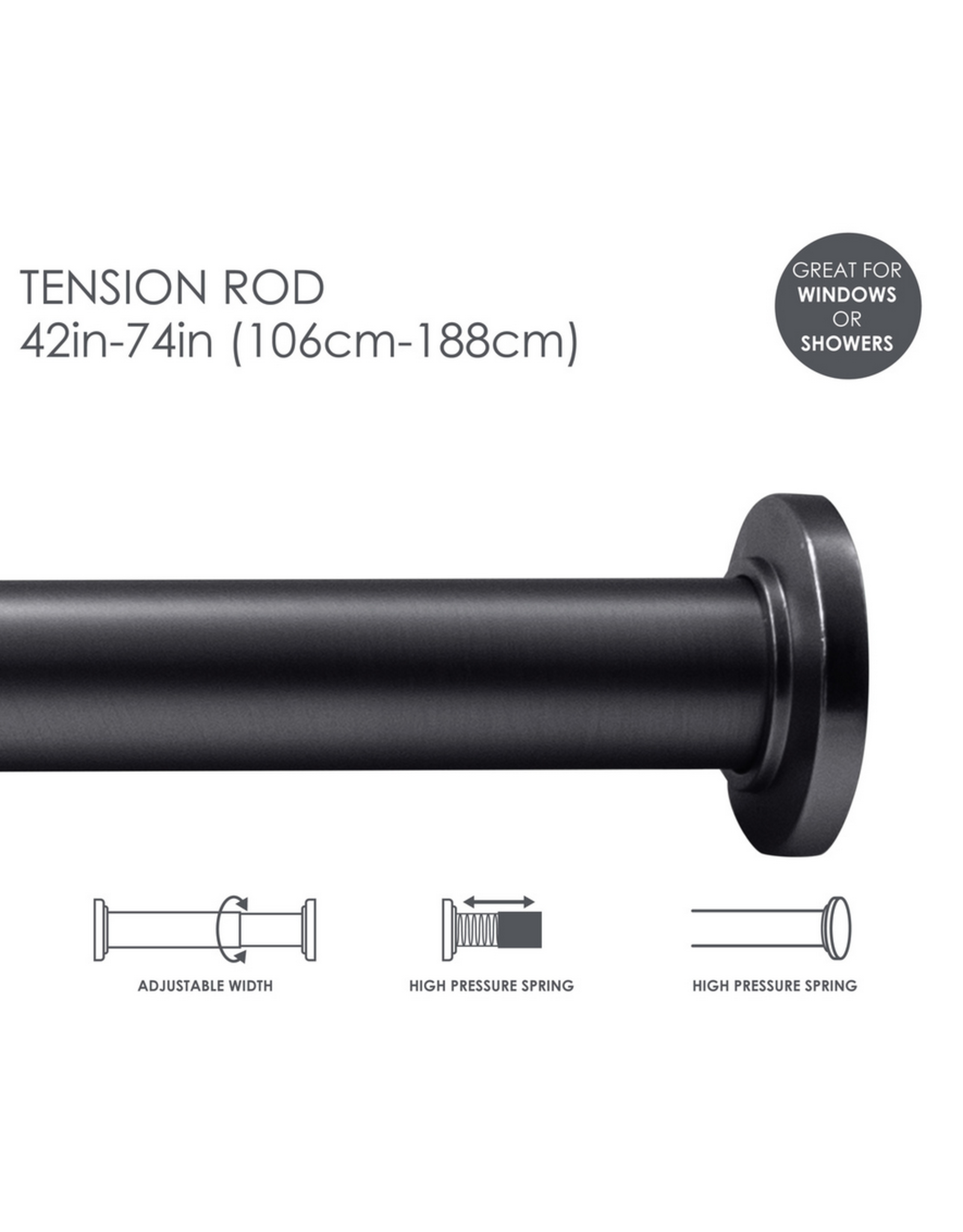 Draper Tension Rod 41" - Black