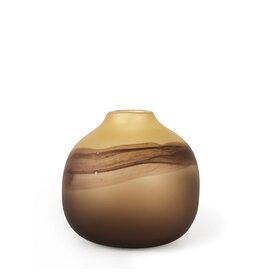 Pyla Short Yellow/Brown Glass Vase