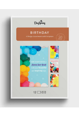 Birthday Balloons - Happy Birthday - 12 Boxed Cards and Envelopes