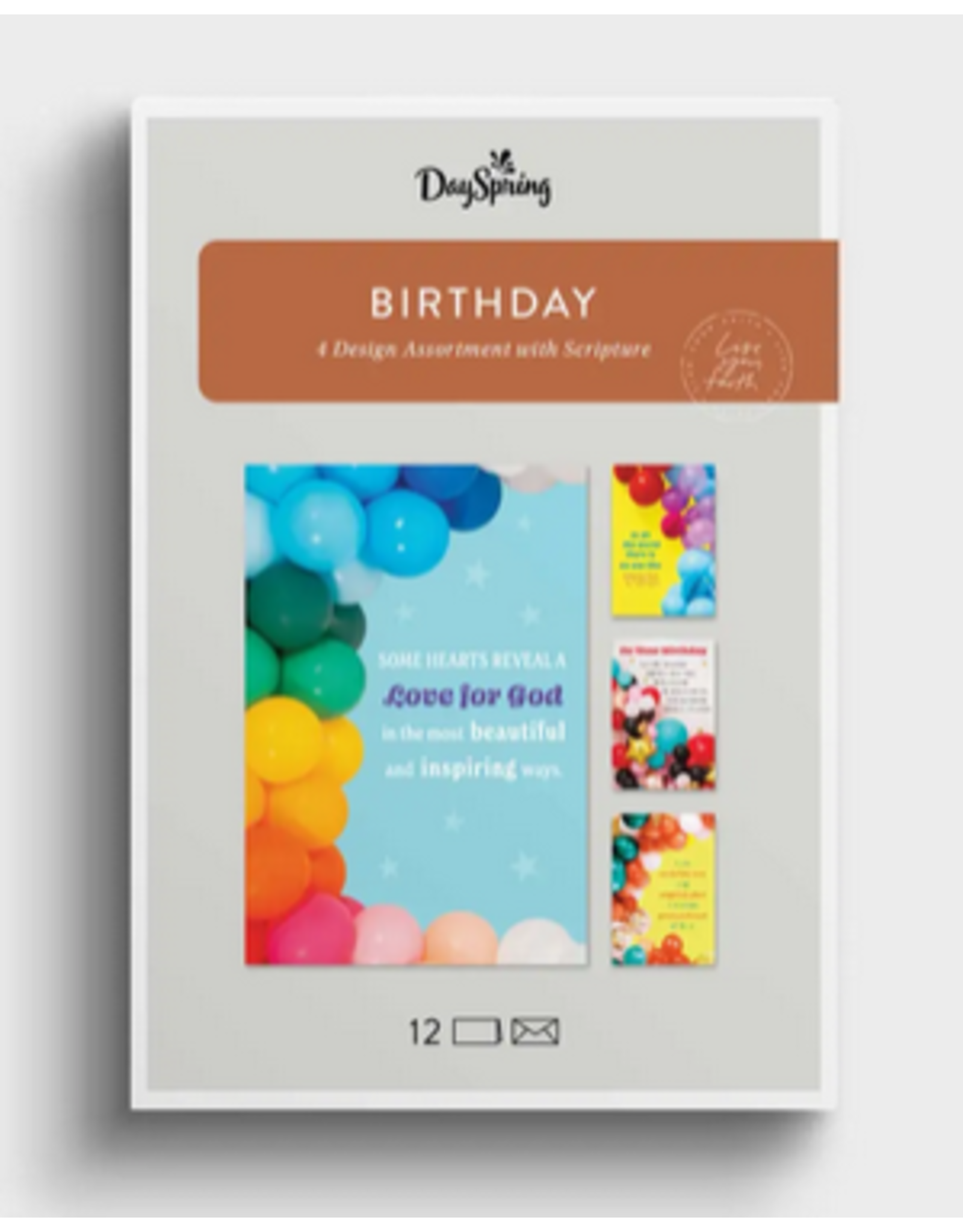 Birthday Balloons - Happy Birthday - 12 Boxed Cards and Envelopes