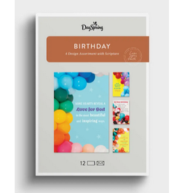 Birthday Balloons - Happy Birthday - 12 Boxed Cards and Envelopes