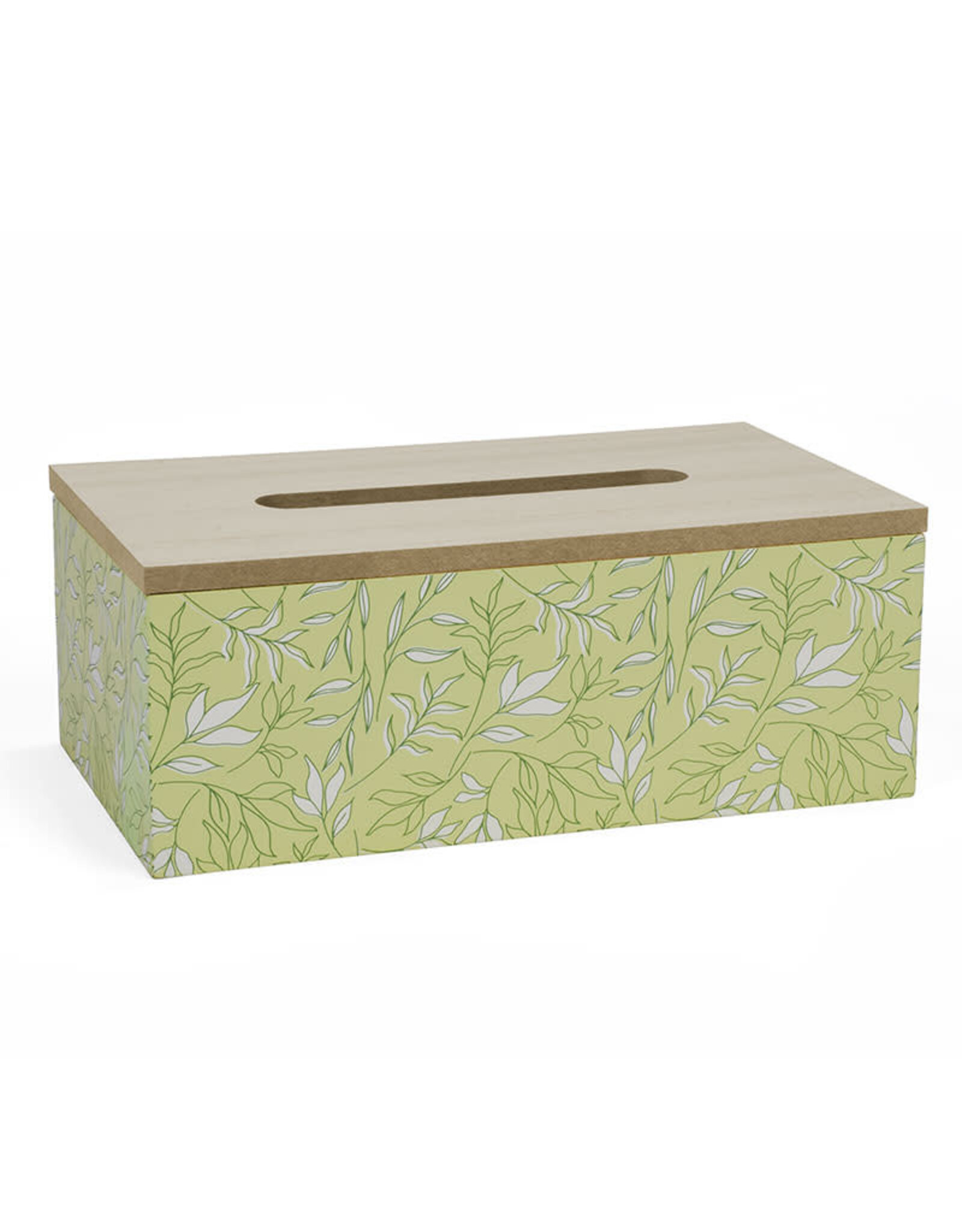 White & Khaki Motif Tissue Box