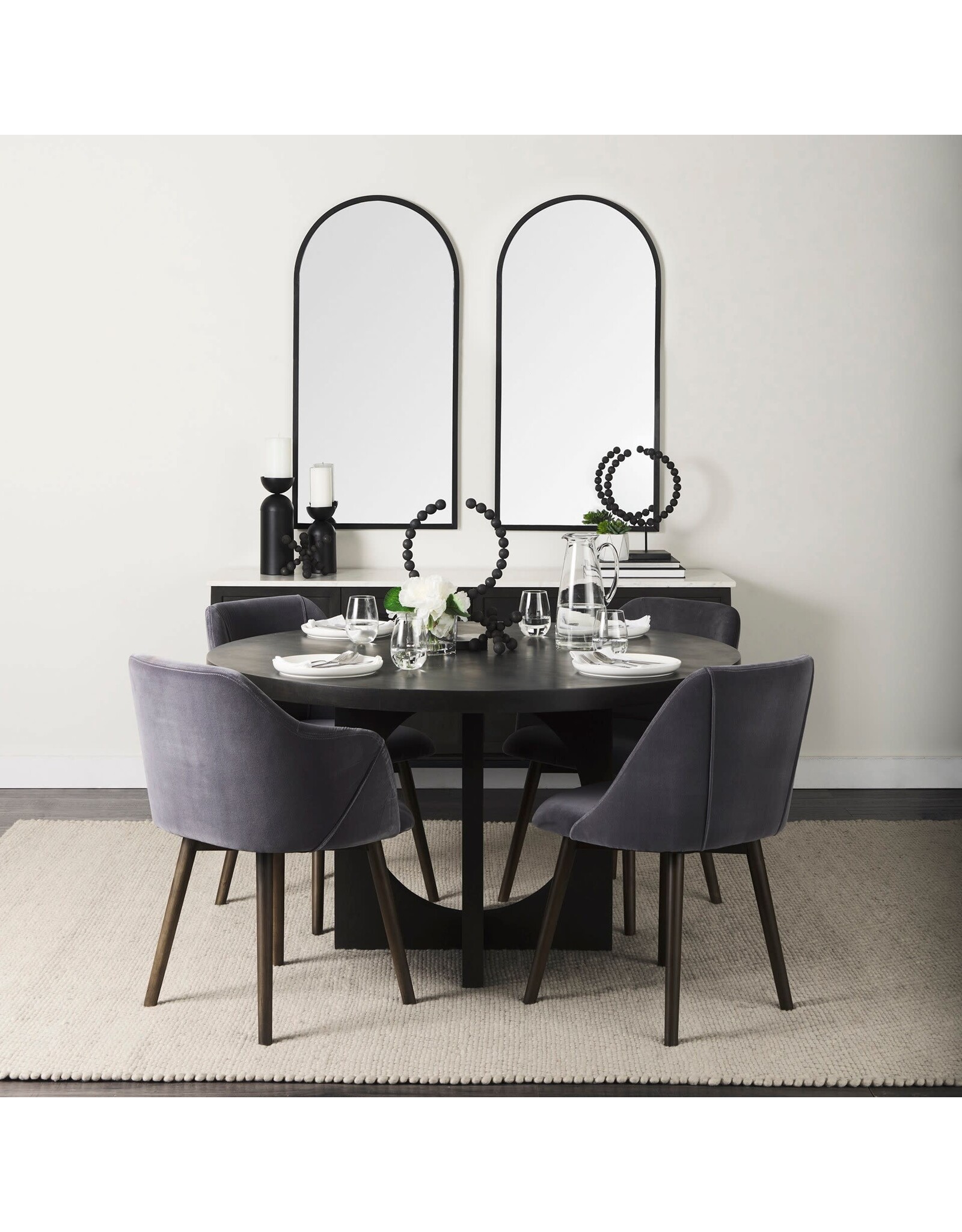 Giovanna Metal Arched Vanity Mirror - Black