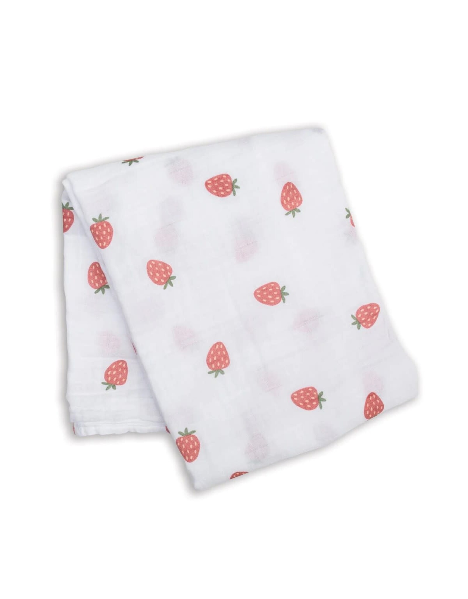 Swaddle Blanket Muslin Cotton LG Strawberries
