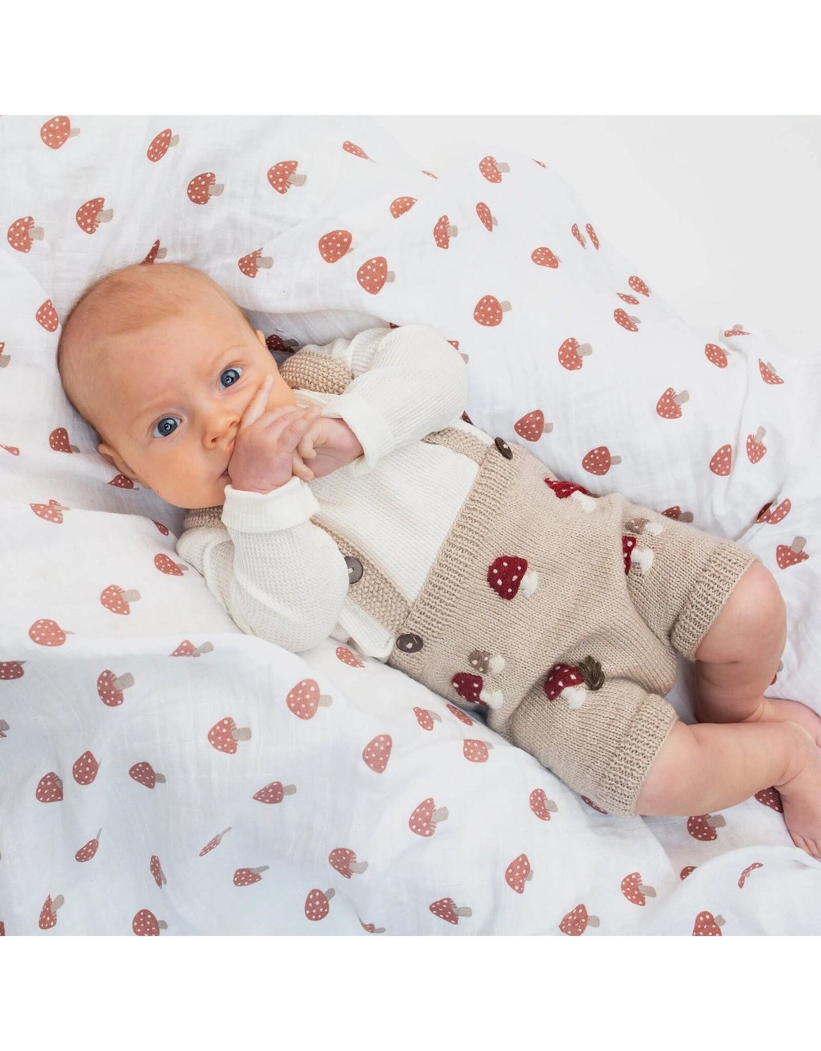Muslin Swaddle Blanket - Mushroom