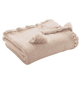 Mamounette Beige Knit Throw