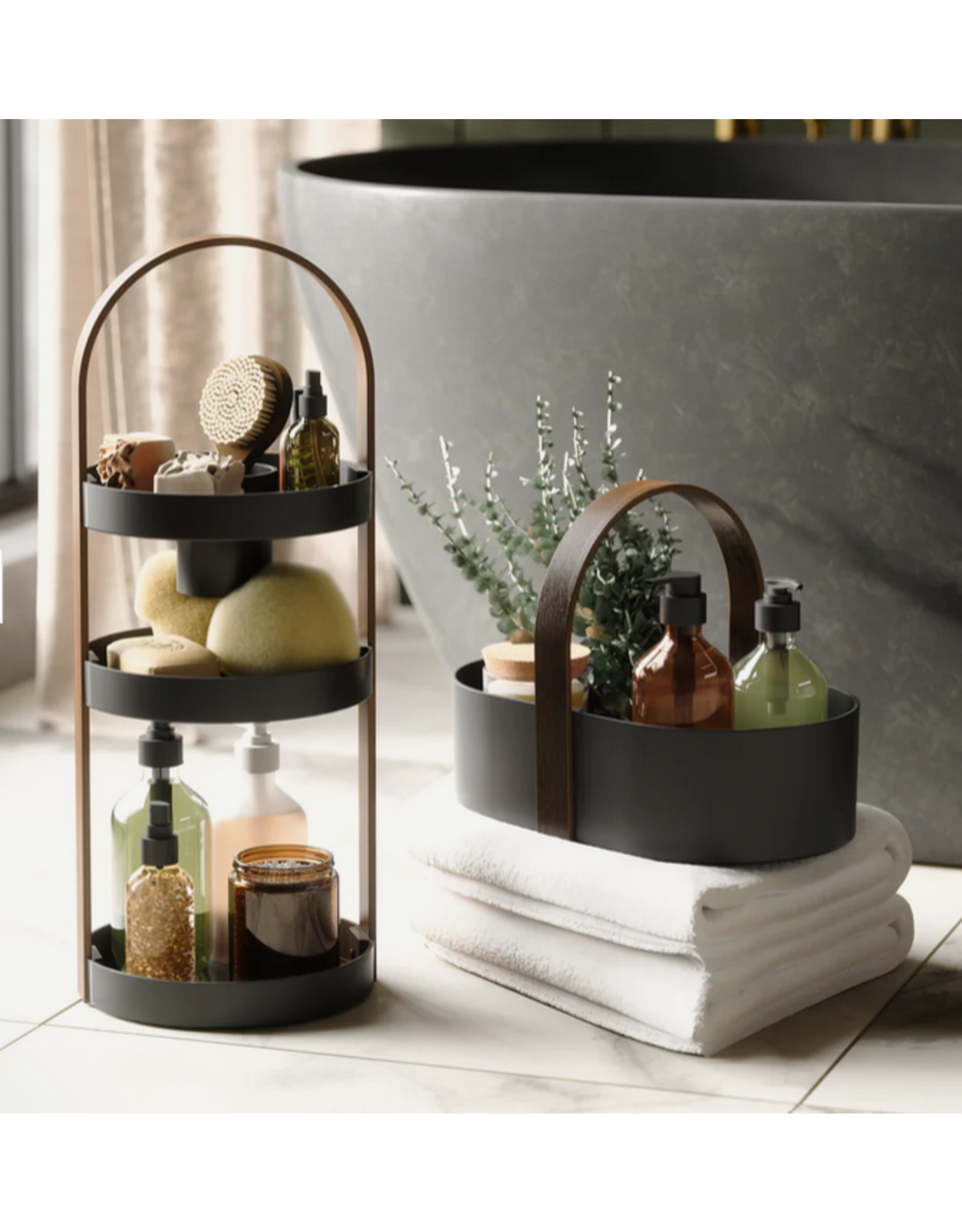 Bellwood Storage Caddy  - Black/Walnut