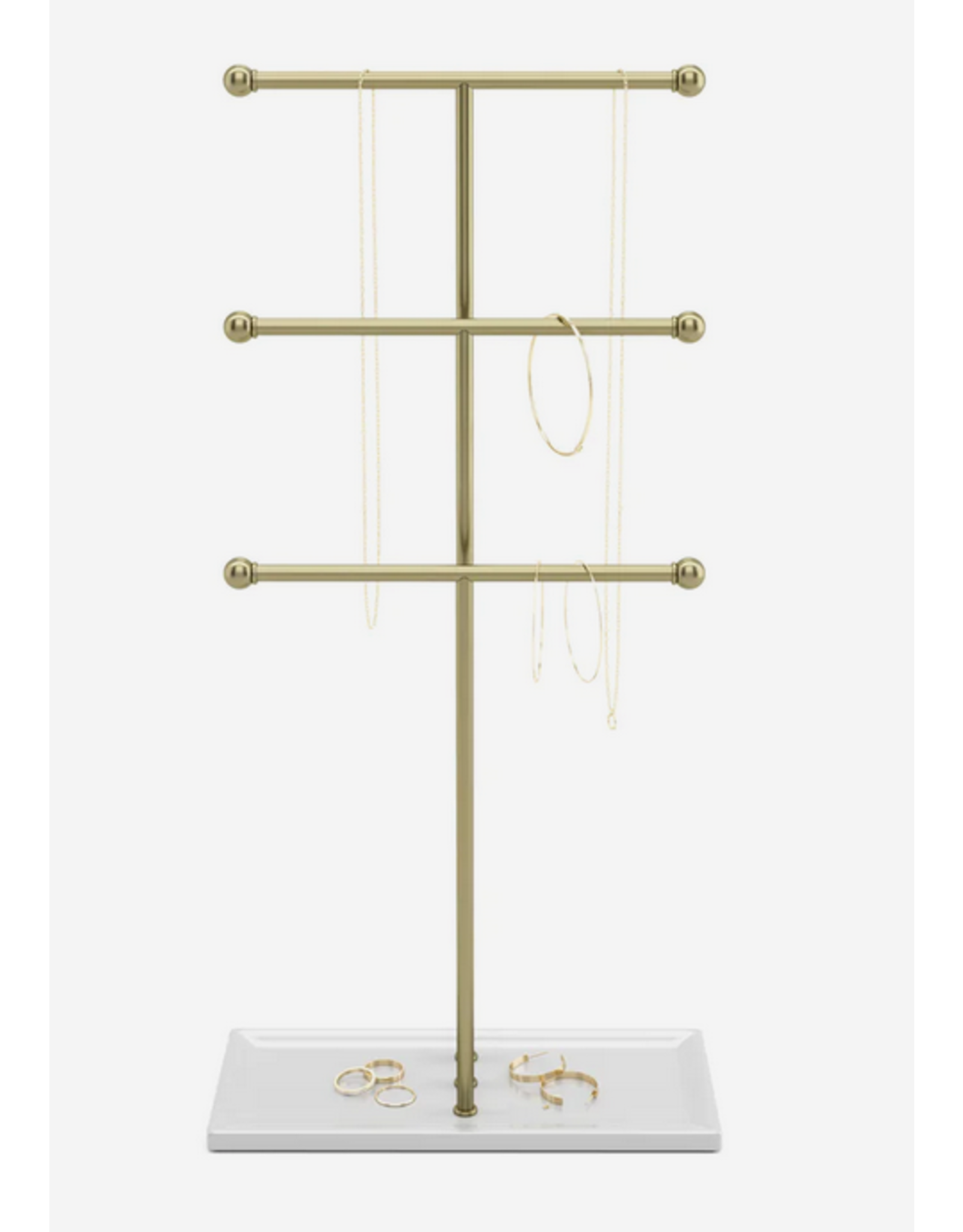 Trigem jewel stand white/Brass