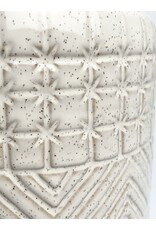 Wide White Relief Vase