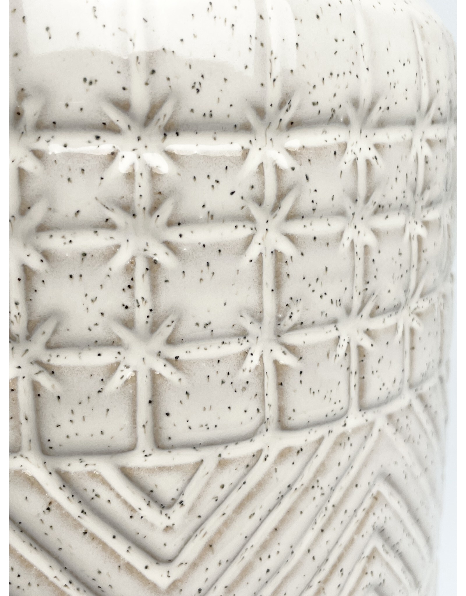 Wide White Relief Vase
