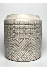 Wide White Relief Vase