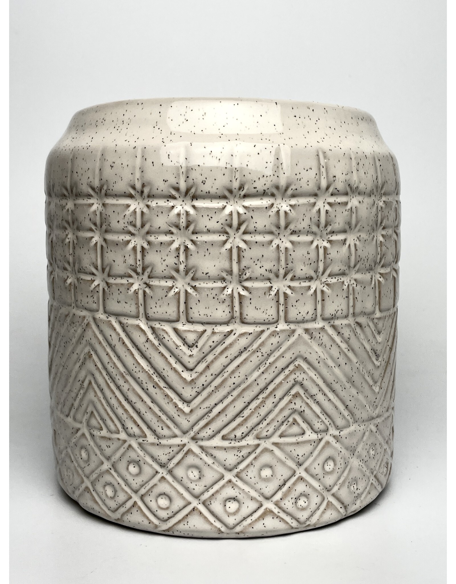 Wide White Relief Vase
