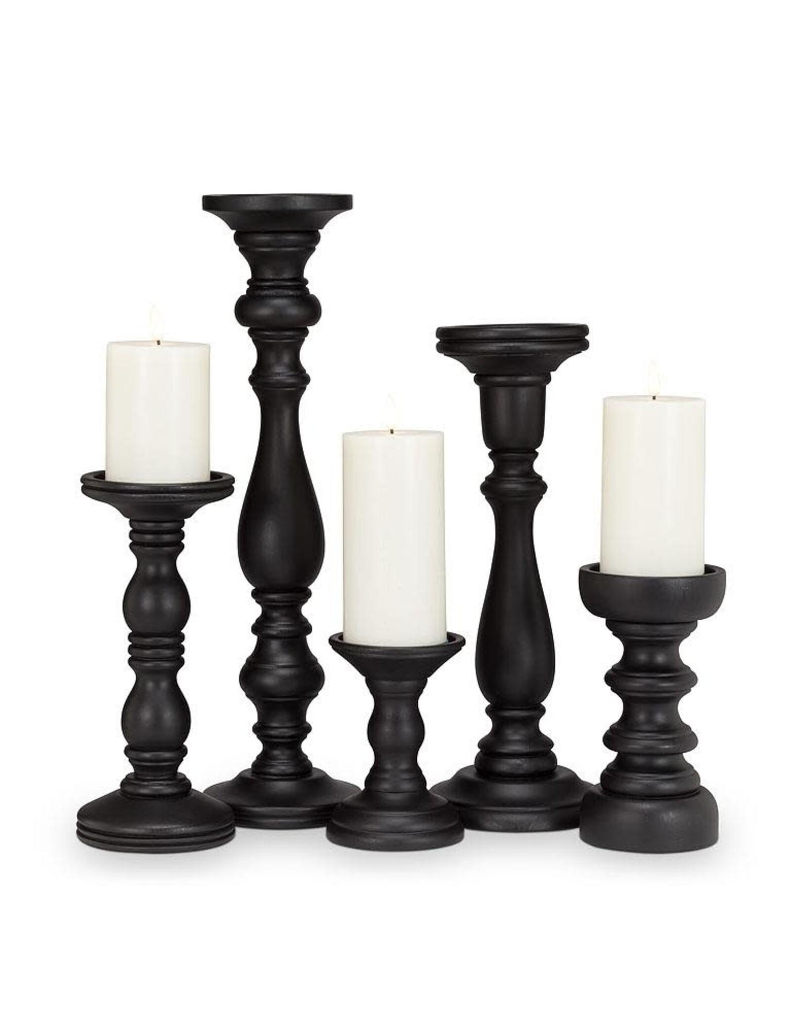 Black Turned Pillar Holder - Large