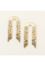 Chromacolor Miyuki Rainbow Fringe Earring - Pewter Multi/Gold