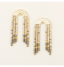 Chromacolor Miyuki Rainbow Fringe Earring - Pewter Multi/Gold