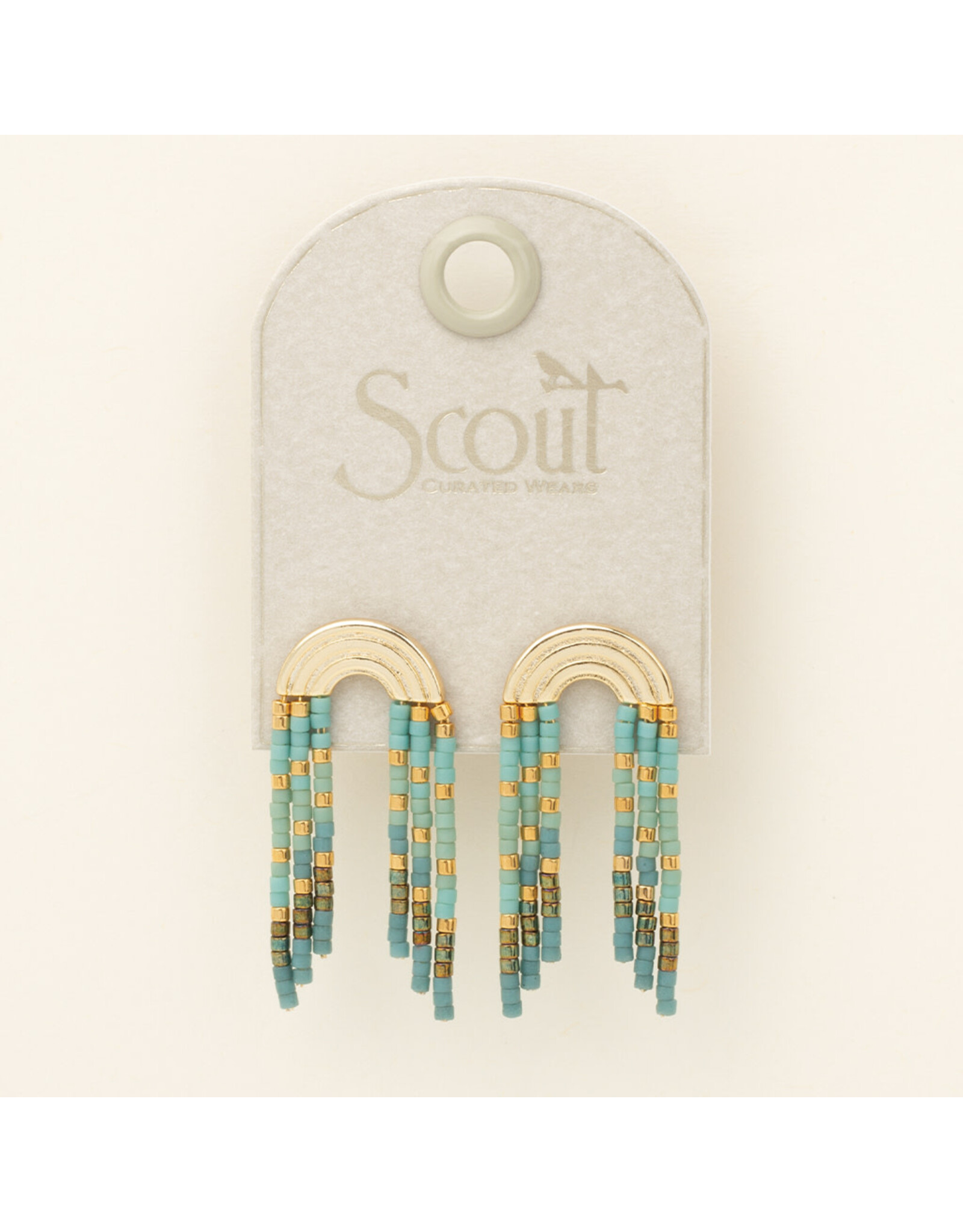 Chromacolor Miyuki Rainbow Fringe Earring - Turquoise Mint/Gold