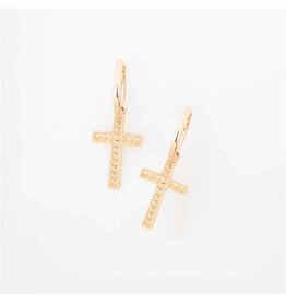 Textured Cross Earring - Gold