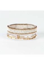 4 Row Bracelet - White / Gold