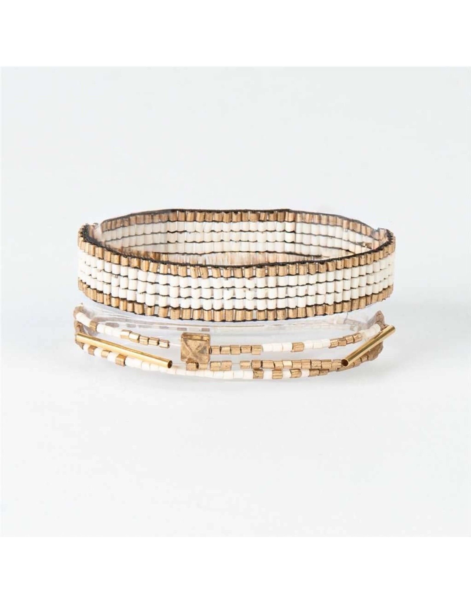 4 Row Bracelet - White / Gold
