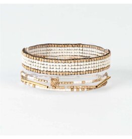 4 Row Bracelet - White / Gold