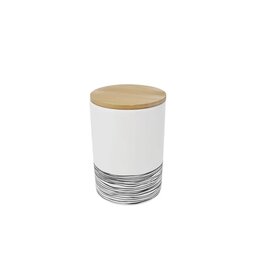 White Ceramic and Bamboo Canister