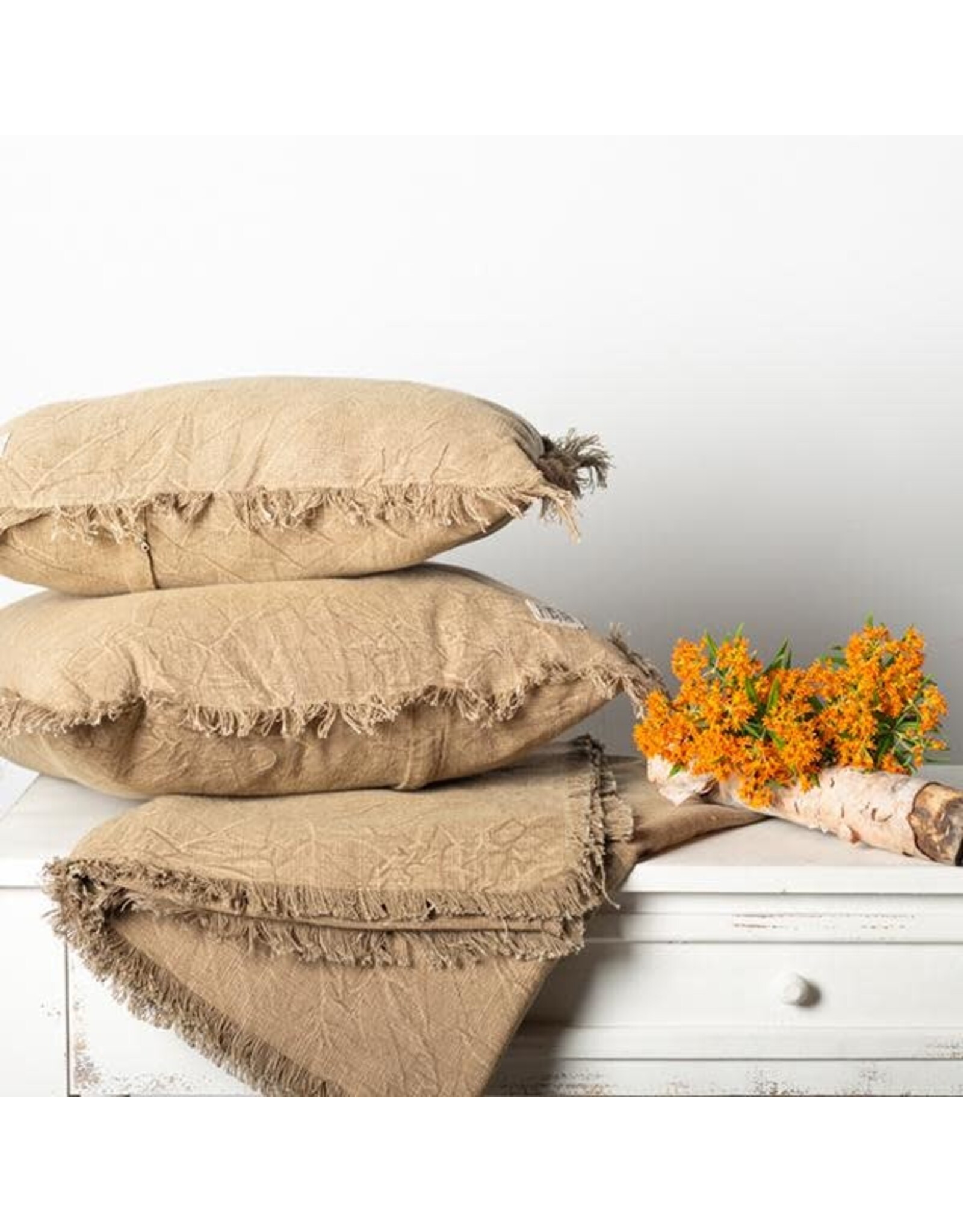 Stone Washed Cushion - Beige