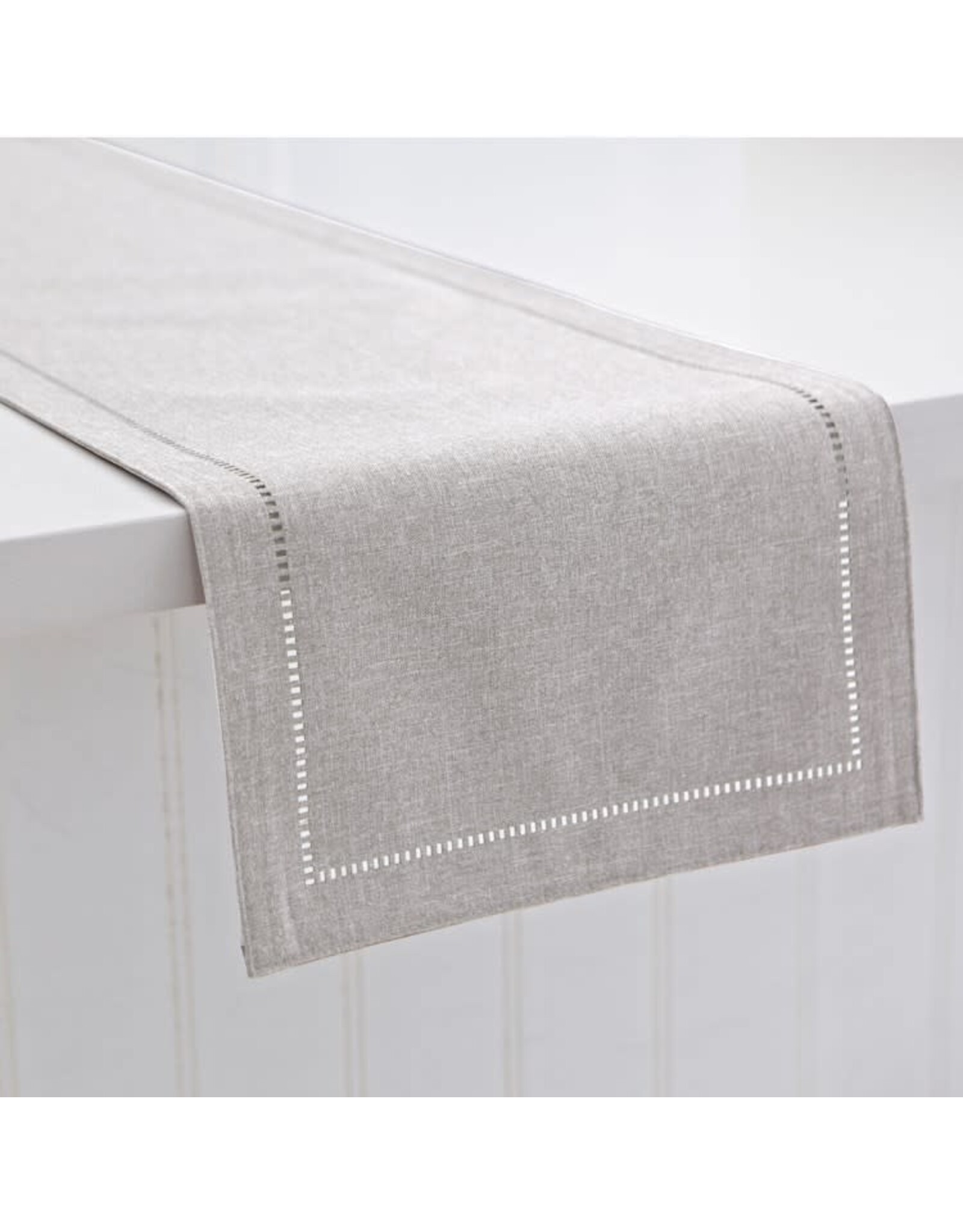 Hemstitch Table Runner Light Grey