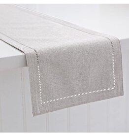 Hemstitch Table Runner Light Grey