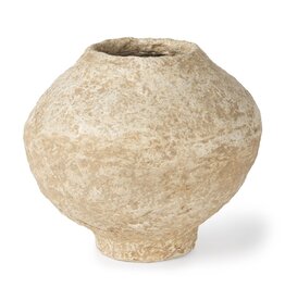 Ritu Small Beige Paper Mache Pot Vase
