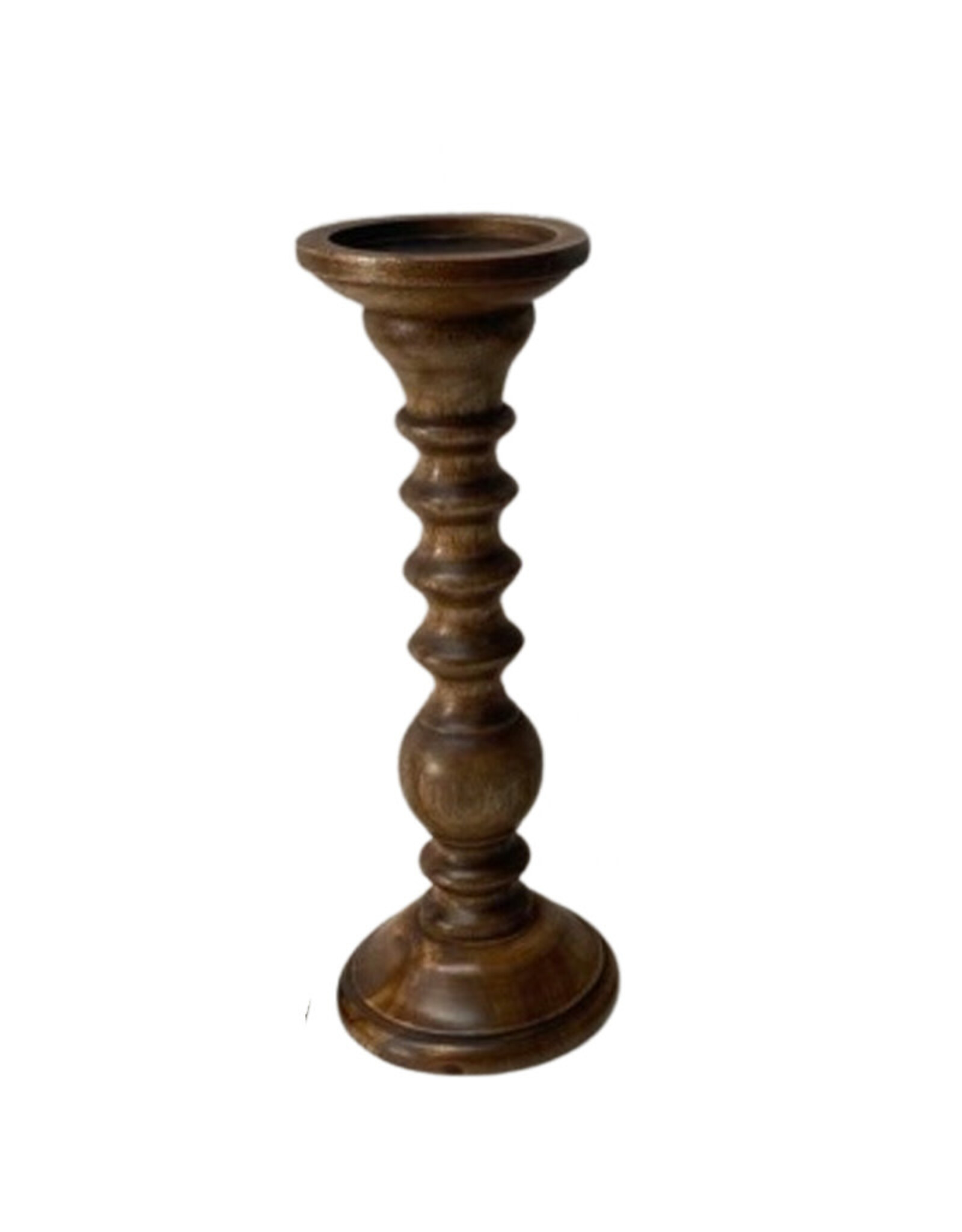 Turned Wood Candle Holder 12"