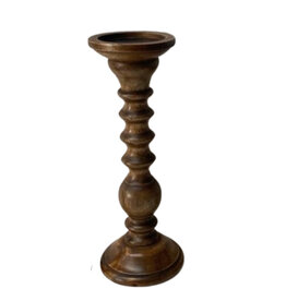 Turned Wood Candle Holder 12"