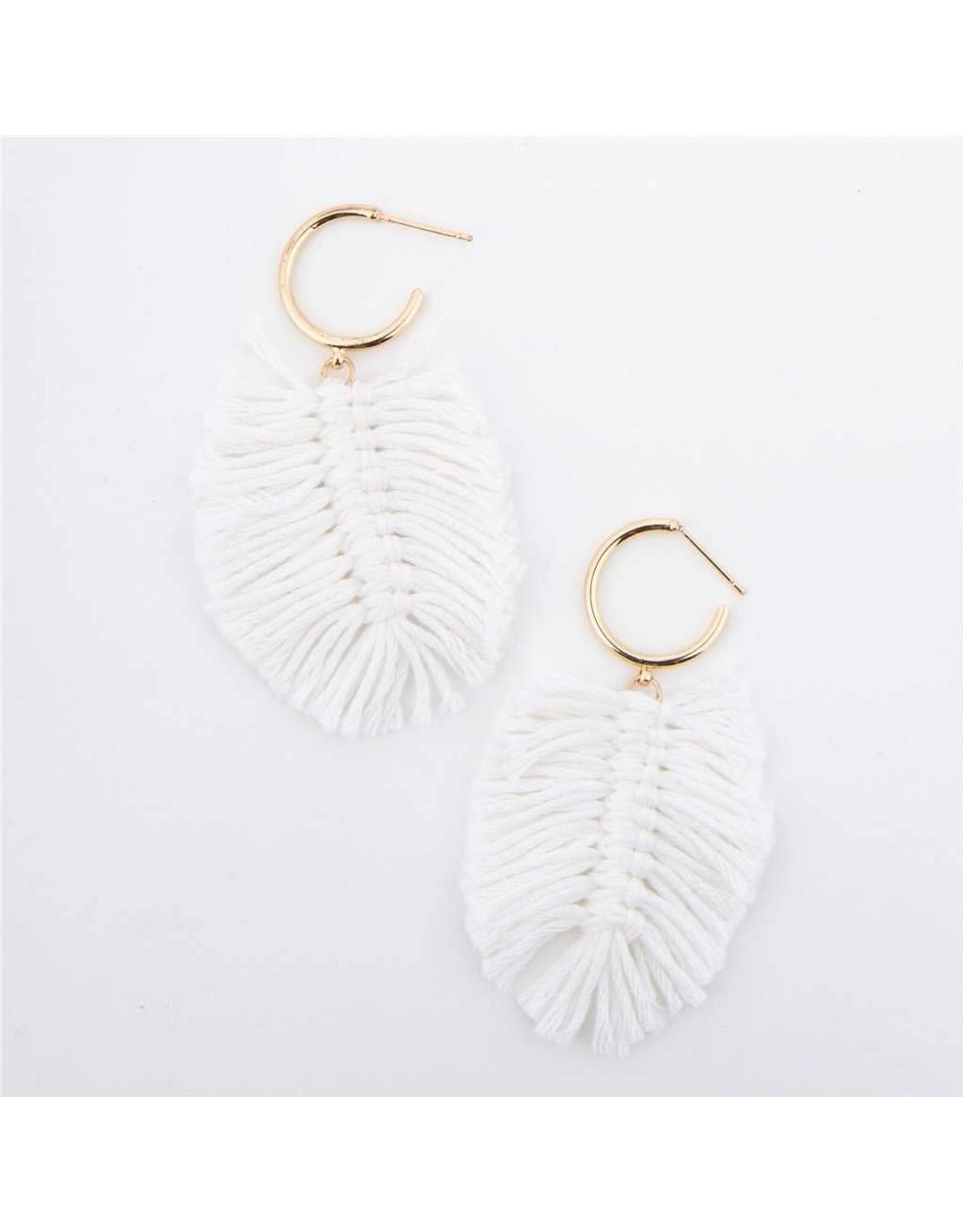 Earring Fringe Macrame - White