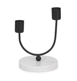 Double Taper Holder on White Marble Base