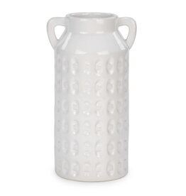 White Textured Vase with Handles