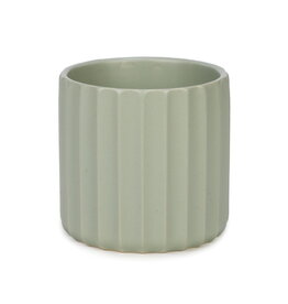 Green Ridged Ceramic Pot