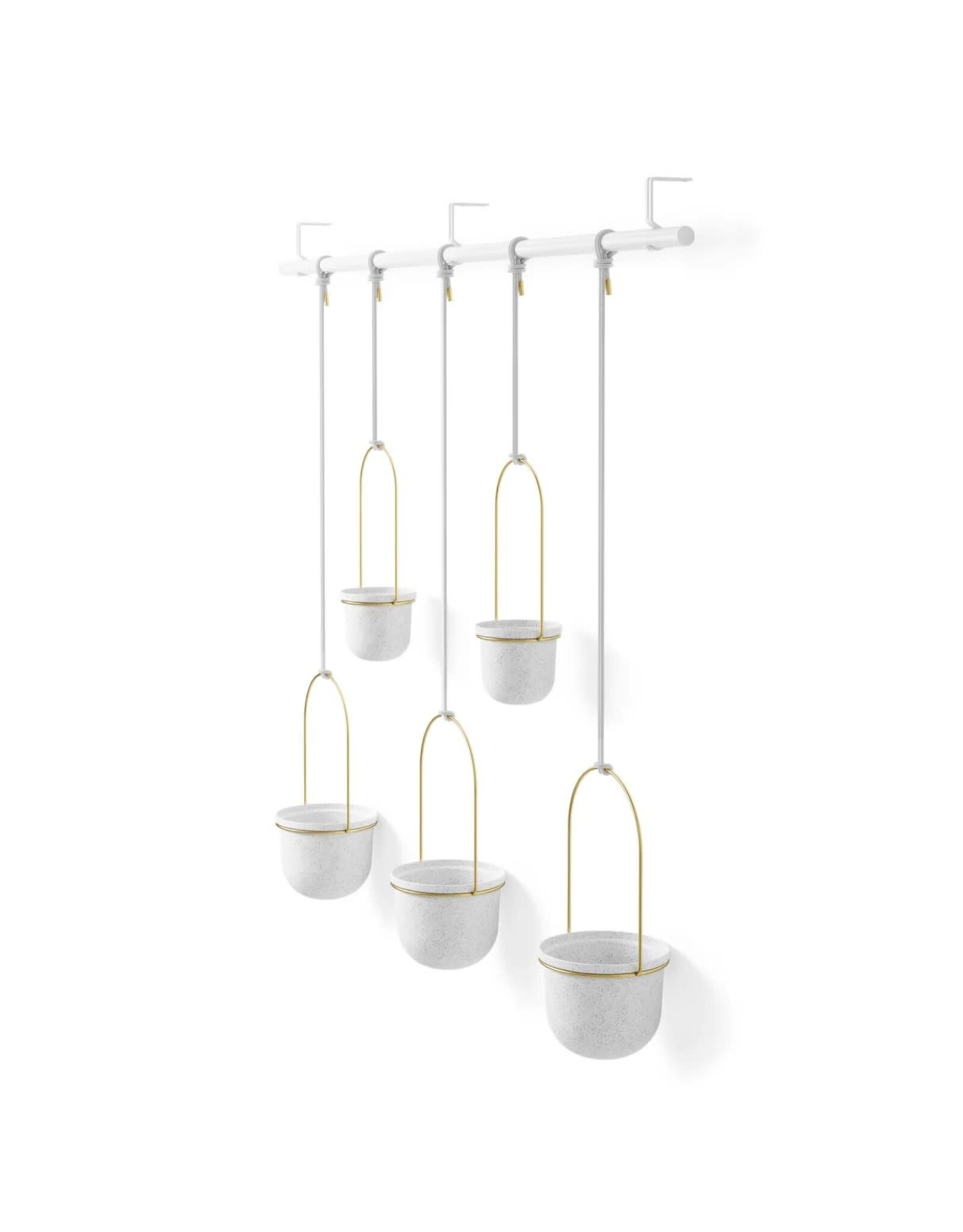 Triflora 5 Hanging Planter - White & Brass