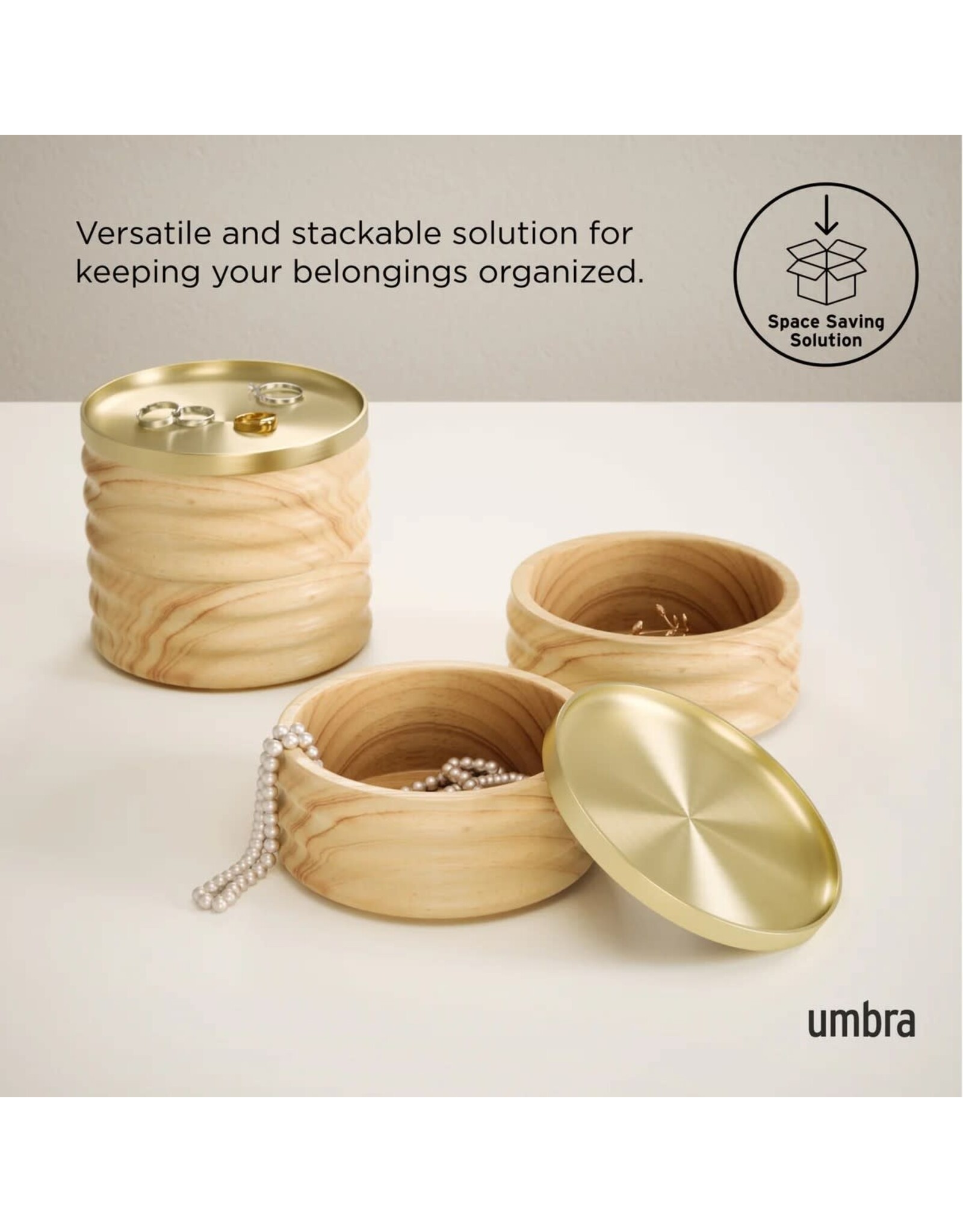 Tesora Storage Box - Natural/Brass