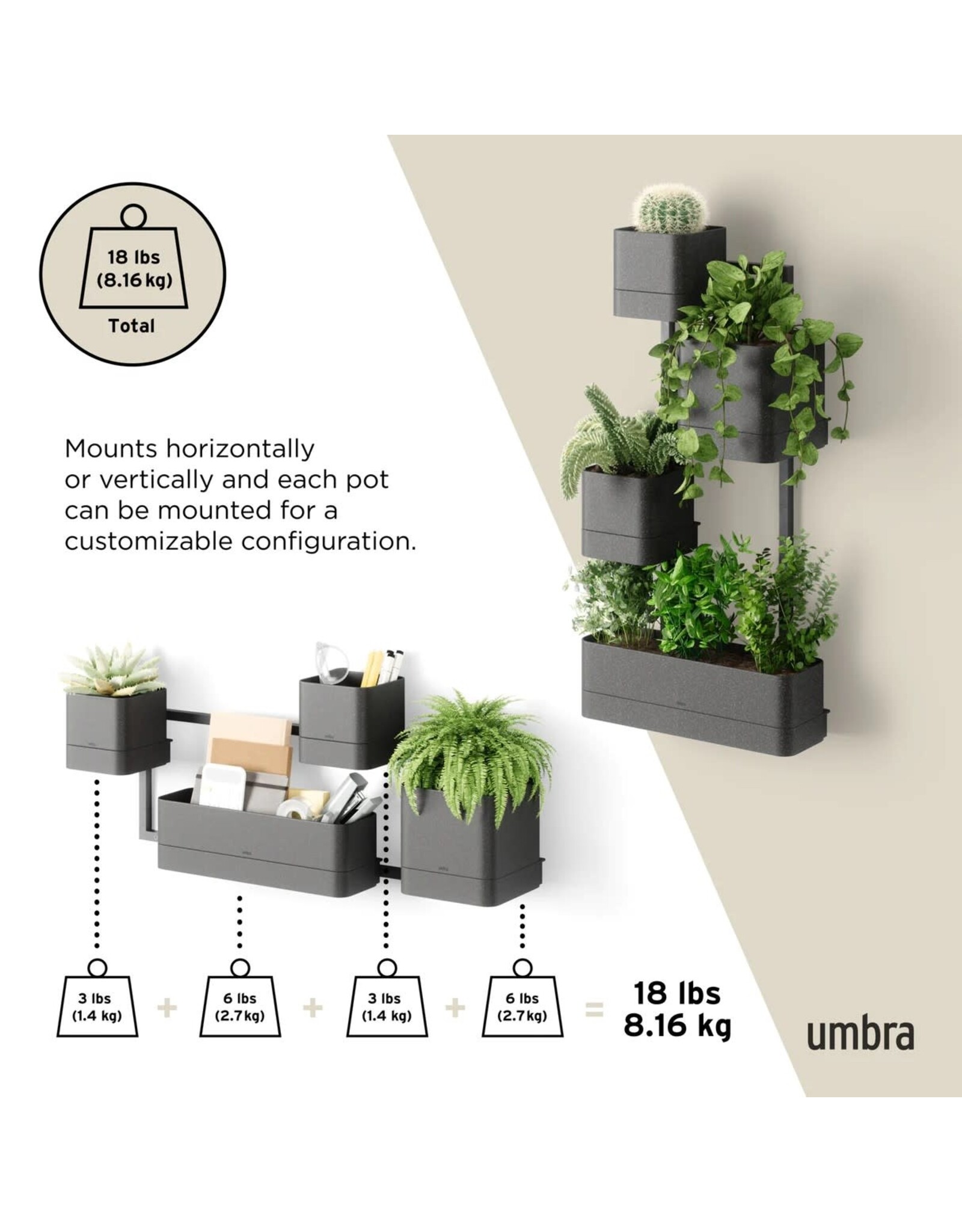 Cubiko Wall Planter - Black